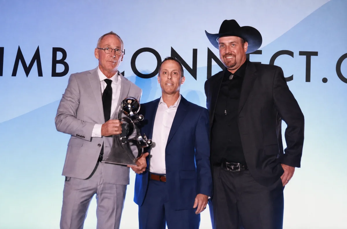 Josh Sehon accepts Humboldt Moving & Storage’s 2025 North American Van Lines Agent of the Year award.